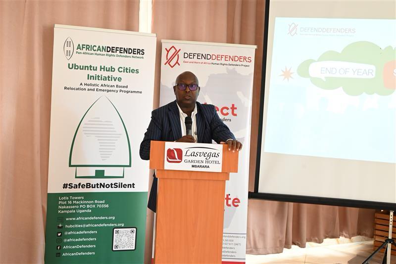 Dr. Musa Gassama delivering a keynote address at the DefendDefenders annual retreat